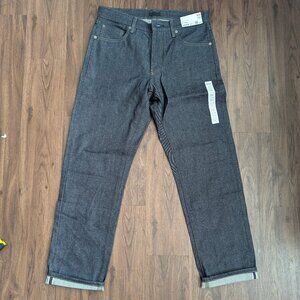 NWT Uniqlo Selvedge Straight Jeans Dark Wash Rinse Indigo Men 31/31 Kaihara